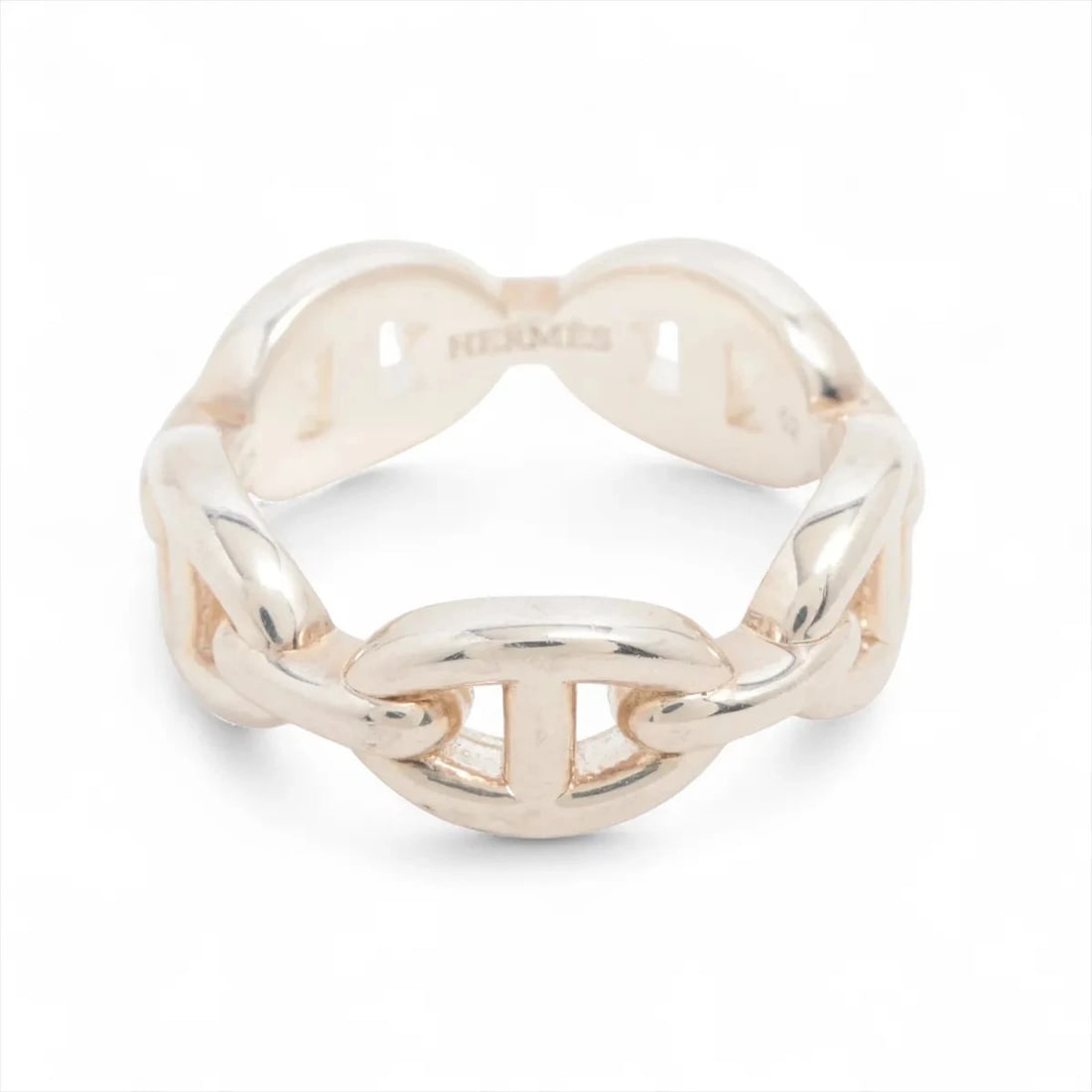 HERMES CHAINE D'ANCRE ENCHAINEE RING: Hermes Chaine d'Ancre Enchainee Ring Brand: Hermes Type/Style: Ring Material: 925, Color: Silver Size: 5.5 - 5.75 US Accessories: None Accessories Notice: When purchasing pre-owned goods,