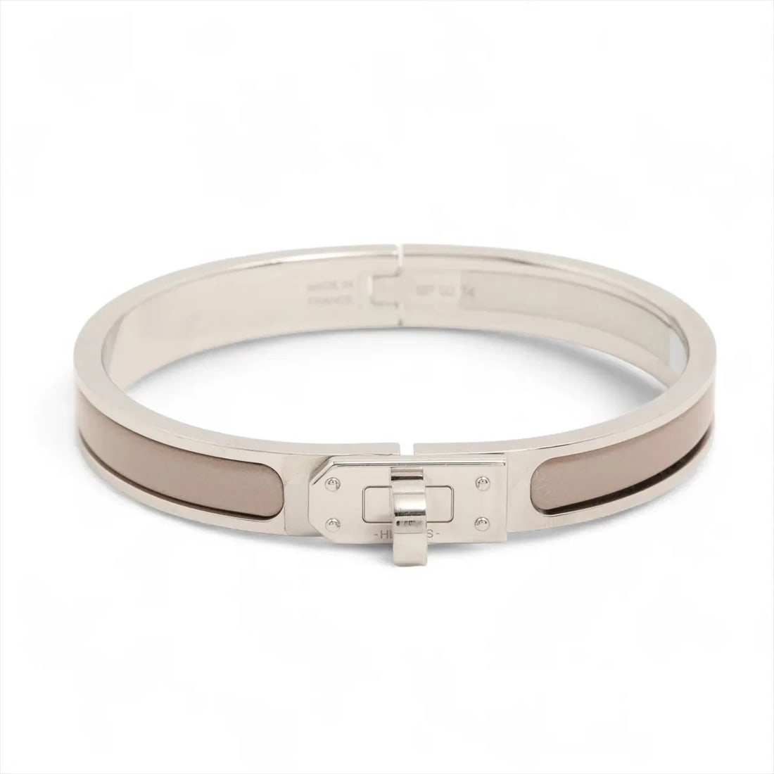 HERMES MINICLICK KELLY BRACELET ENAMEL X METAL GREIGE (1 of 4)