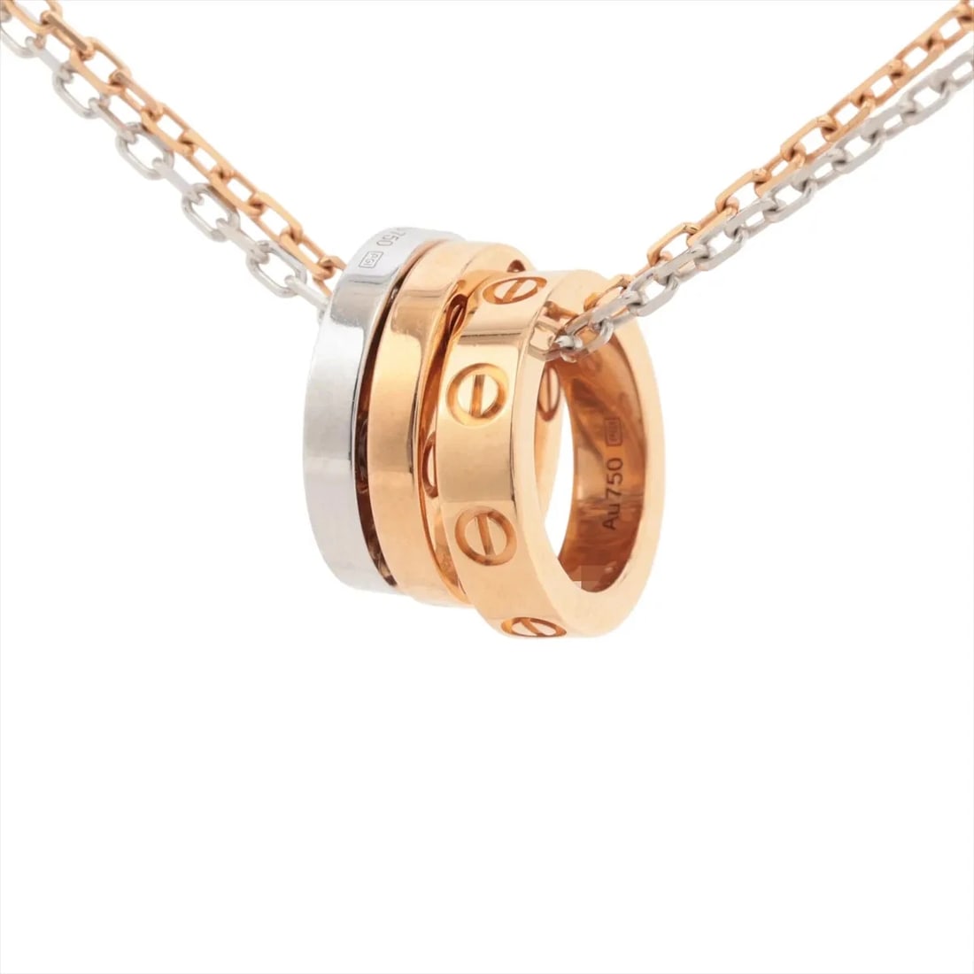 CARTIER LOVE THREE HOOP 6P DIAMOND NECKLACE: Cartier Love Three Hoop 6P diamond Necklace Brand: Cartier Type/Style: Necklace Material: 750(PG×WG), Main Stone/Creation Natural Color: PG×WG Size: Size(CM) Chain length:41.2 Accessories: