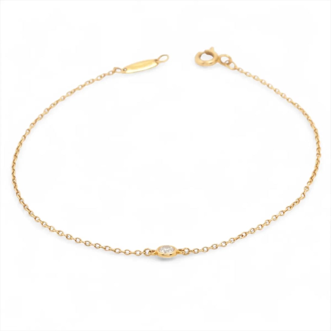 TIFFANY BY THE YARD 1P DIAMOND BRACELET 750(YG): Tiffany By the Yard 1P diamond Bracelet 750(YG) Brand: Tiffany Type/Style: Bracelet Material: 750(YG), Main Stone/Creation Natural Color: YG Size: Size(CM) Bracelet length:18.5 Accessories: