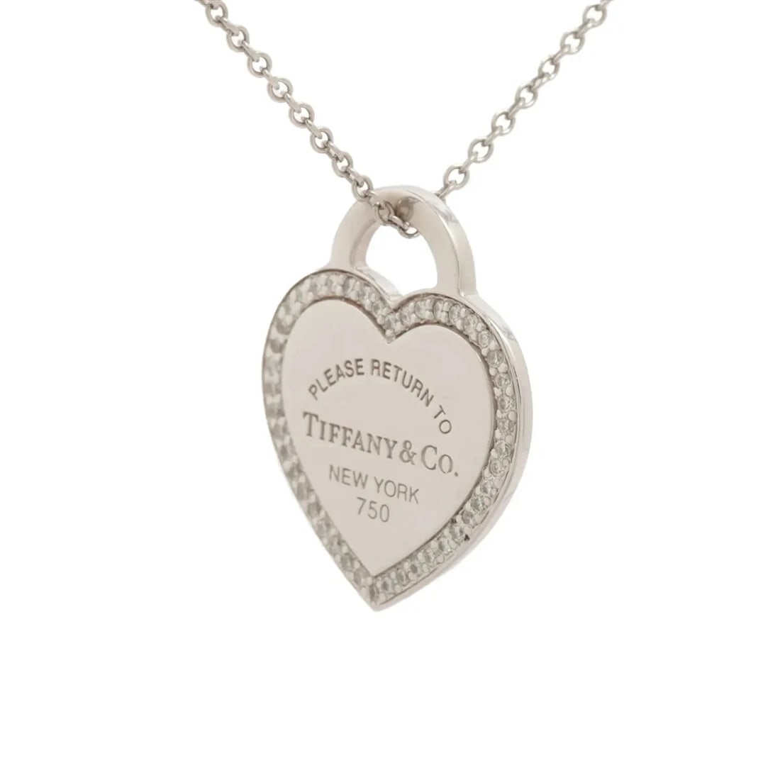 TIFFANY RETURN TO TIFFANY HEART TAG DIAMOND NECKLACE: Tiffany Return To Tiffany Heart Tag diamond Necklace Brand: Tiffany Type/Style: Necklace Material: 750(WG), Main Stone/Creation Natural Color: WG Size: Size(CM) Chain length:40.8 Accessories: