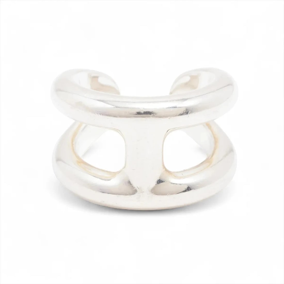 HERMES OSMOZ PM RING 925 SILVER: Hermes Osmoz PM Ring 925 Silver Brand: Hermes Type/Style: Ring Material: 925, Color: Silver Size: 4.75 - 5 US Accessories: None Accessories Notice: When purchasing pre-owned goods, please