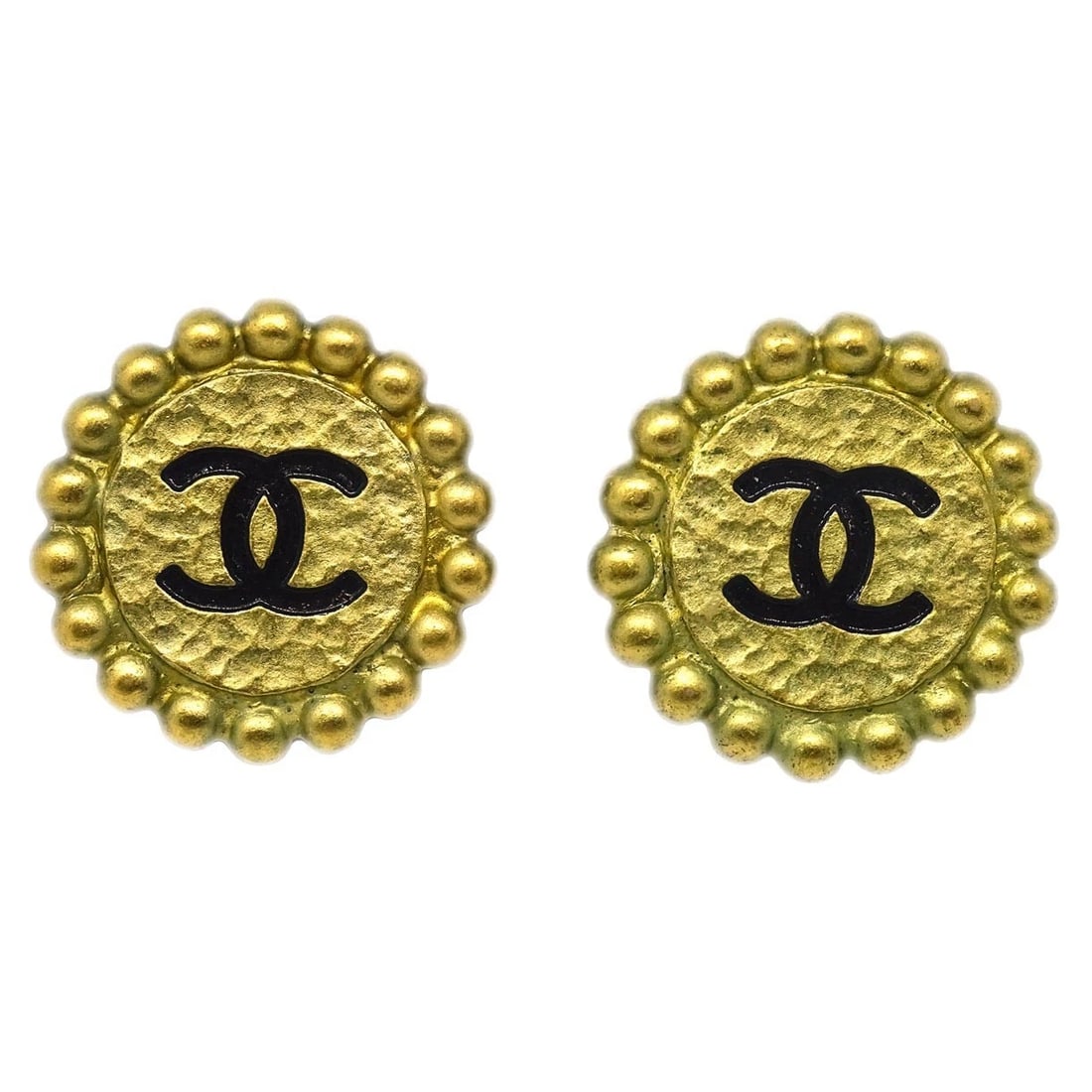 CHANEL CC BUTTON EARRINGS CLIP-ON GOLD (1 of 3)