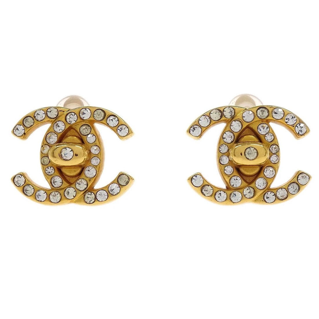 CHANEL CC TURNLOCK EARRINGS CLIP-ON GOLD (1 of 3)