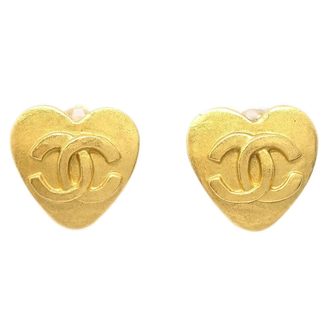 CHANEL HEART CLIP-ON EARRINGS GOLD (1 of 3)