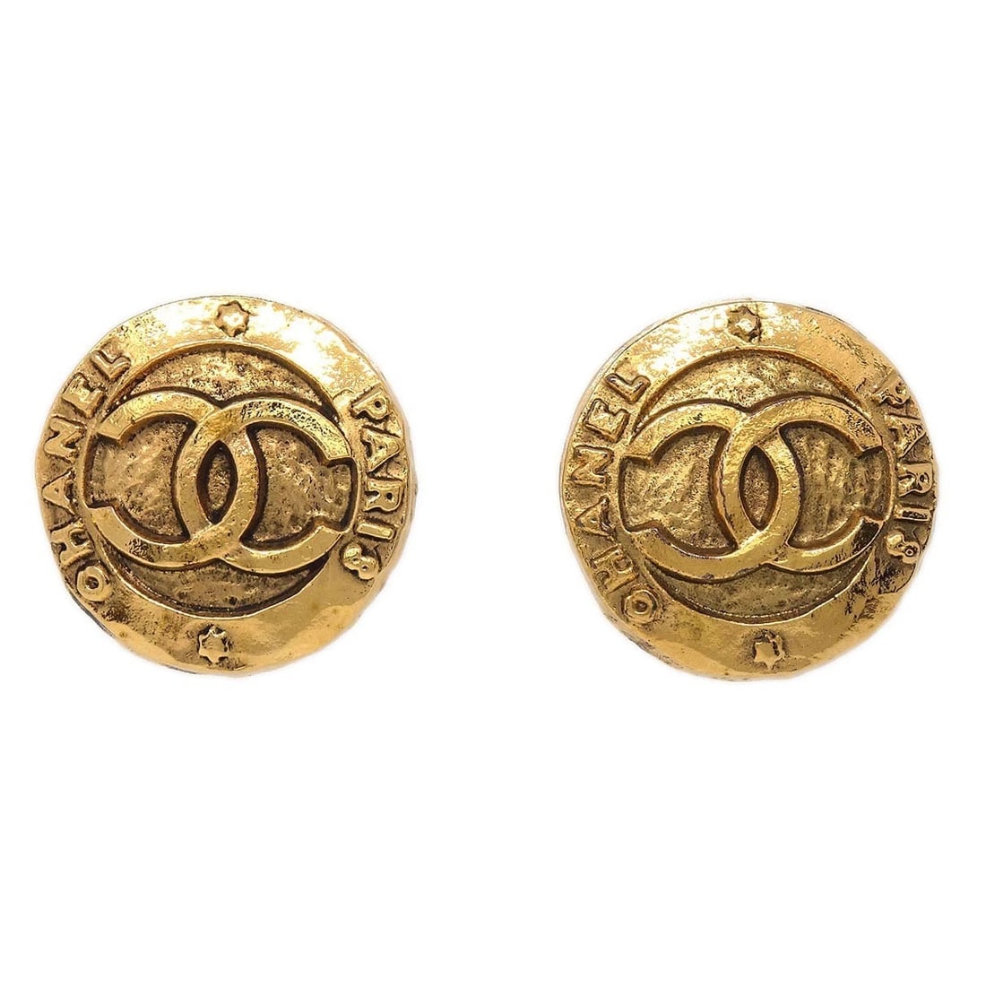 CHANEL BUTTON CLIP-ON EARRINGS GOLD (1 of 2)