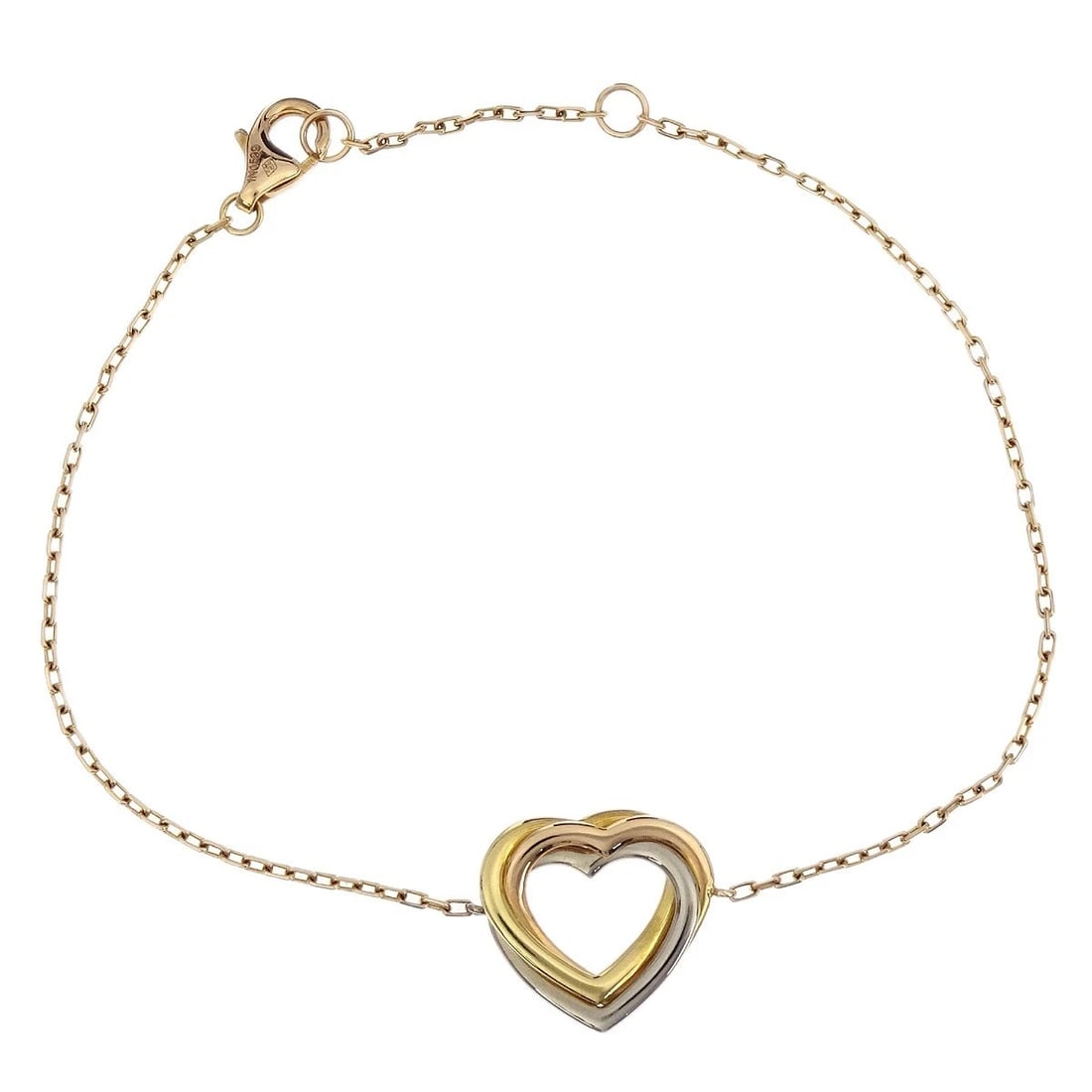 CARTIER TRINITY HEART BRACELET AU750: Cartier Trinity Heart Bracelet Au750 Brand: Cartier Type/Style: Bracelet Material: Au750, Color: Gold Size: Inner circumference : 16.5 cm Charm: W 1.4 x H 1.4 cm Accessories: None Accessories