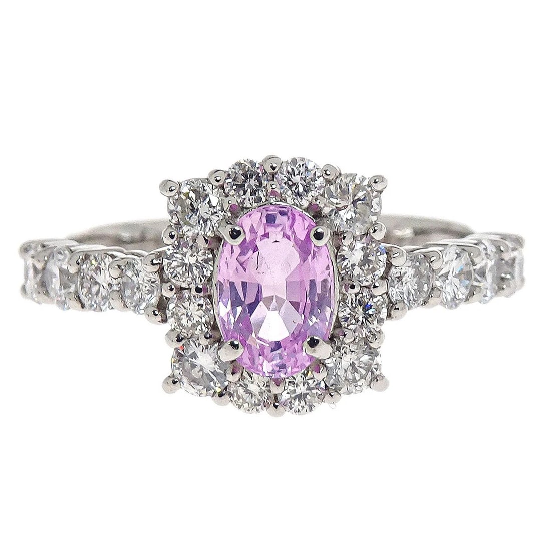 RING PT950 SILVER PADPARADSCHA SAPPHIRE DIAMOND: Ring Pt950 Silver Padparadscha Sapphire Diamond Brand: No Brand Type/Style: Ring Material: Pt950, Color: Silver Size: 6 US Accessories: None Accessories Notice: When purchasing pre-owned g