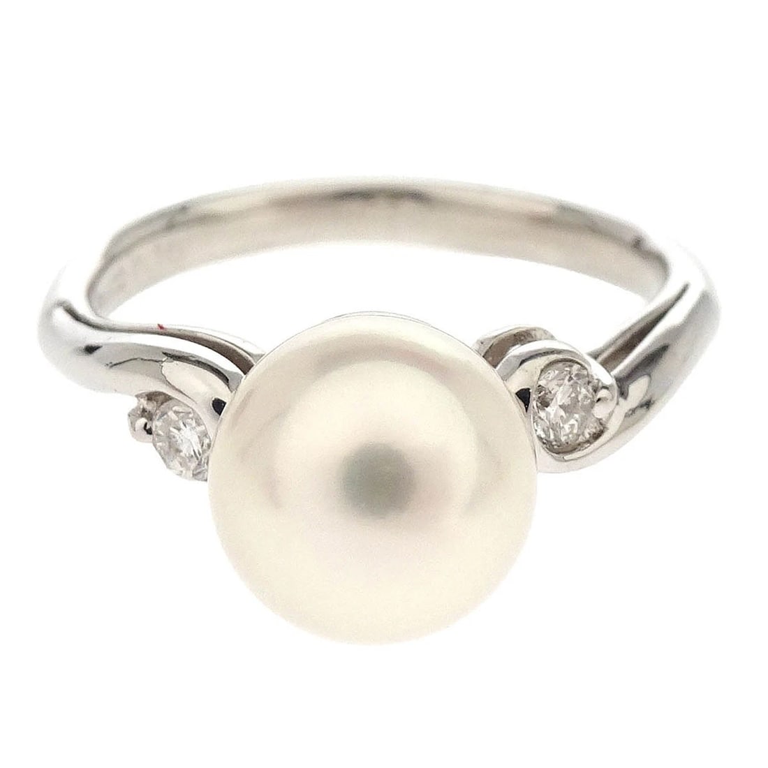 RING PT900 PEARL DIAMOND SILVER (1 of 3)