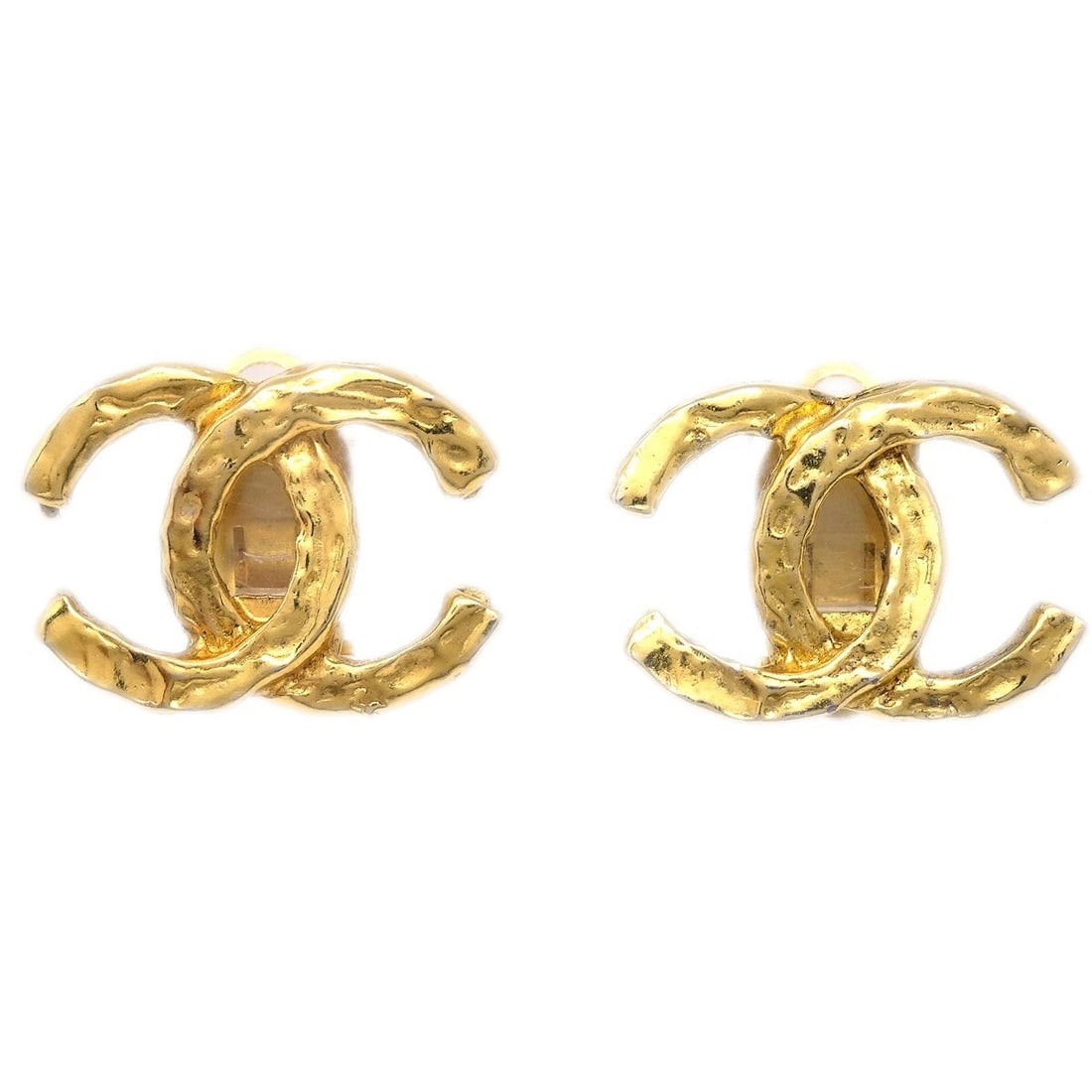 CHANEL CC EARRINGS CLIP-ON GOLD (1 of 2)