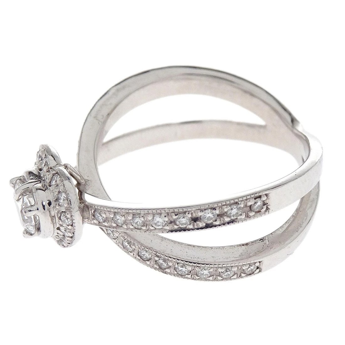 RING PT900 DIAMOND SILVER - 2