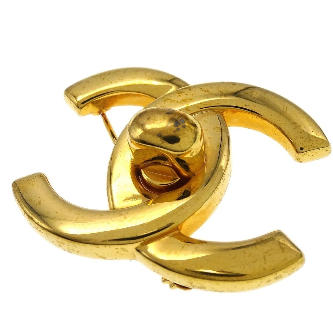 CHANEL TURNLOCK BROOCH PIN GOLD - 2