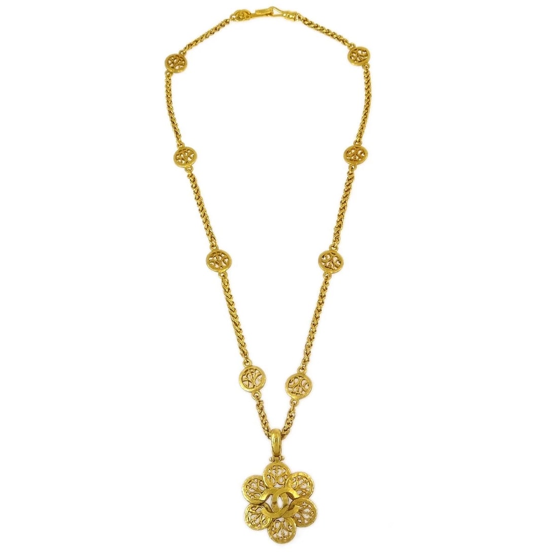 CHANEL GOLD PENDANT NECKLACE (1 of 3)