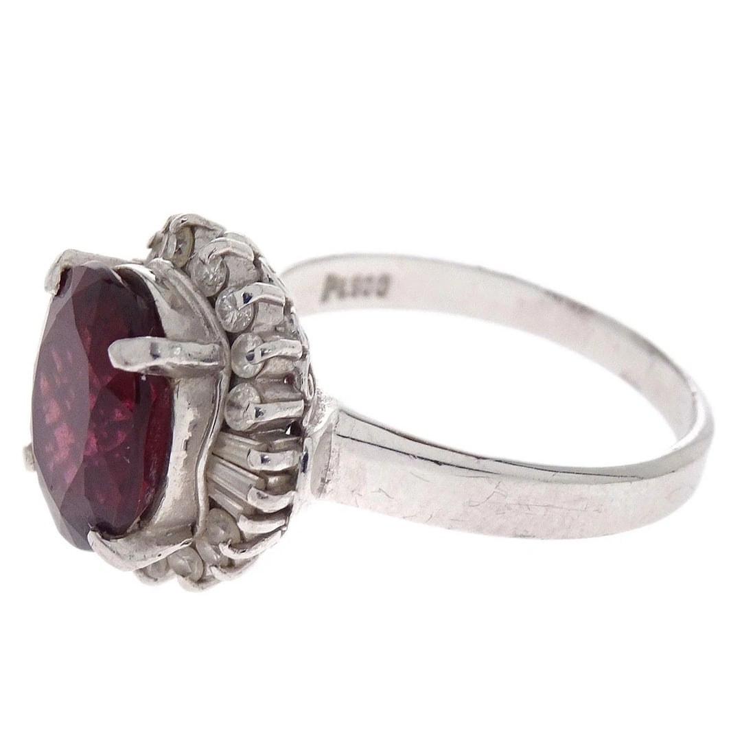 RING PT900 SILVER GARNET DIAMOND - 2
