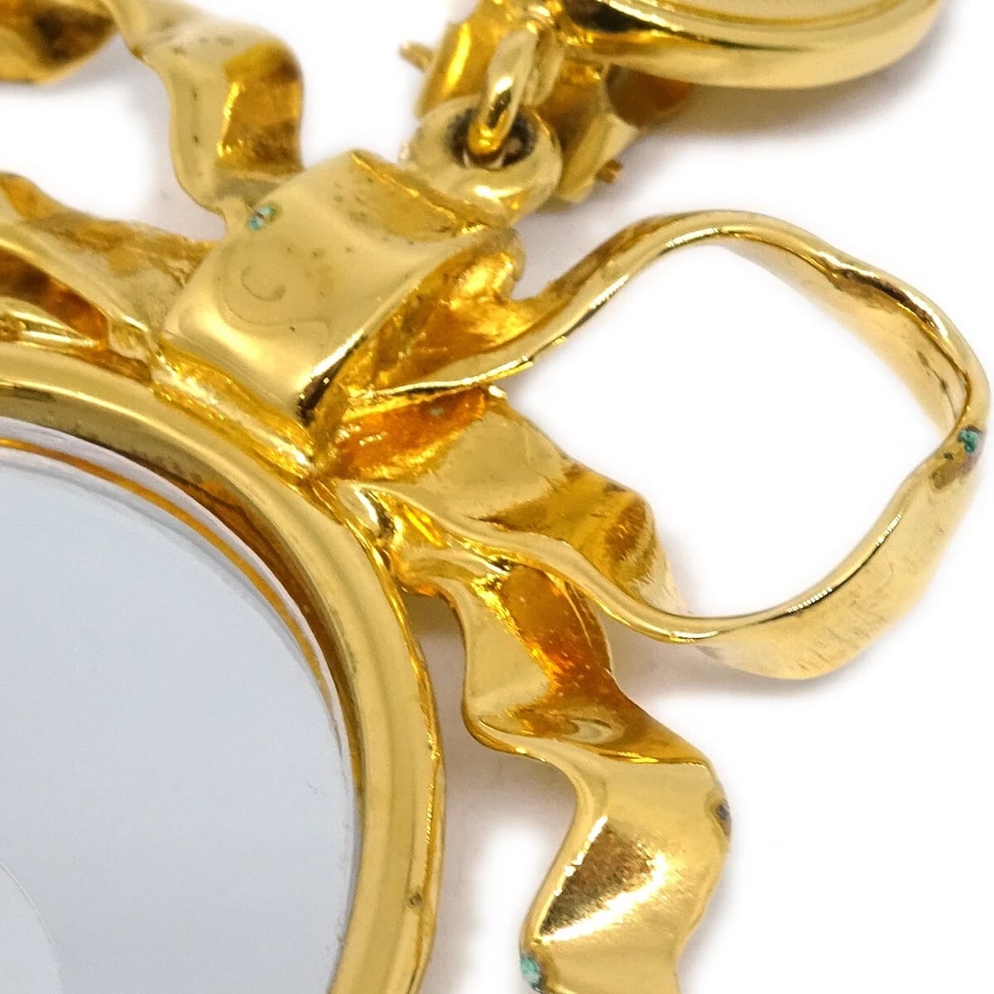 CHANEL MIRROR DANGLE EARRINGS CLIP-ON GOLD - 2