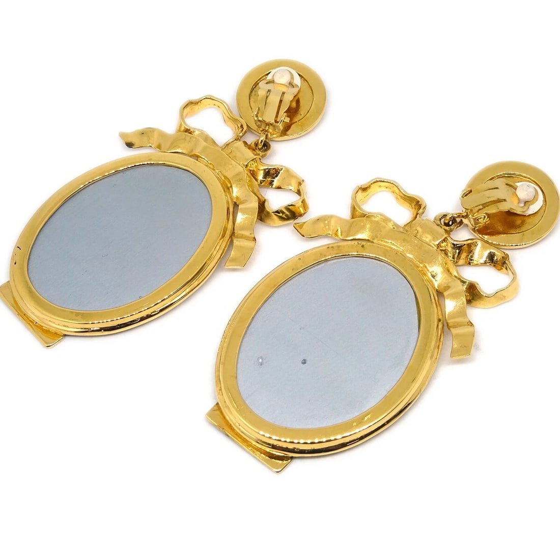 CHANEL MIRROR DANGLE EARRINGS CLIP-ON GOLD - 3