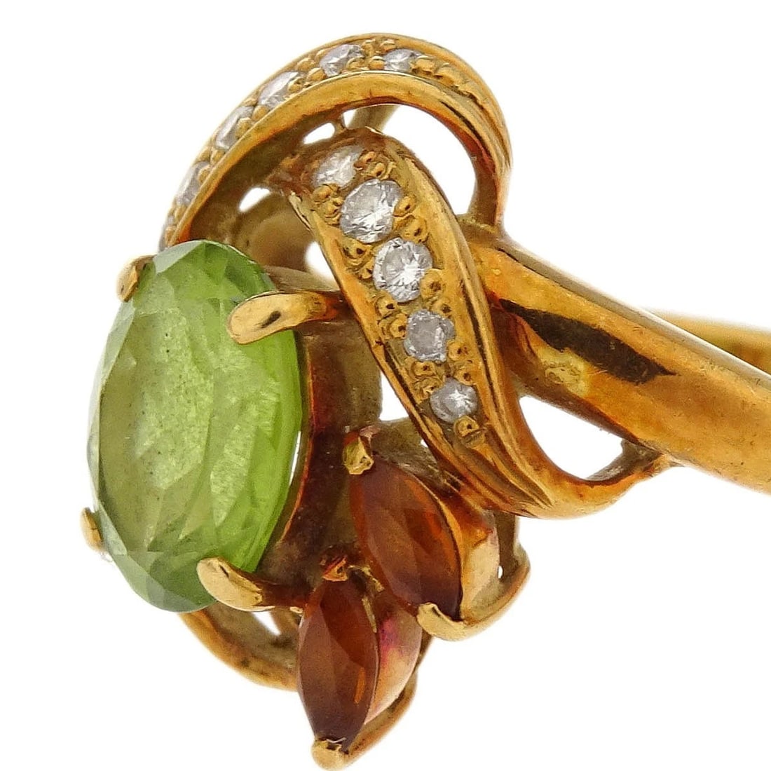 RING 18K PERIDOT DIAMOND GOLD - 2