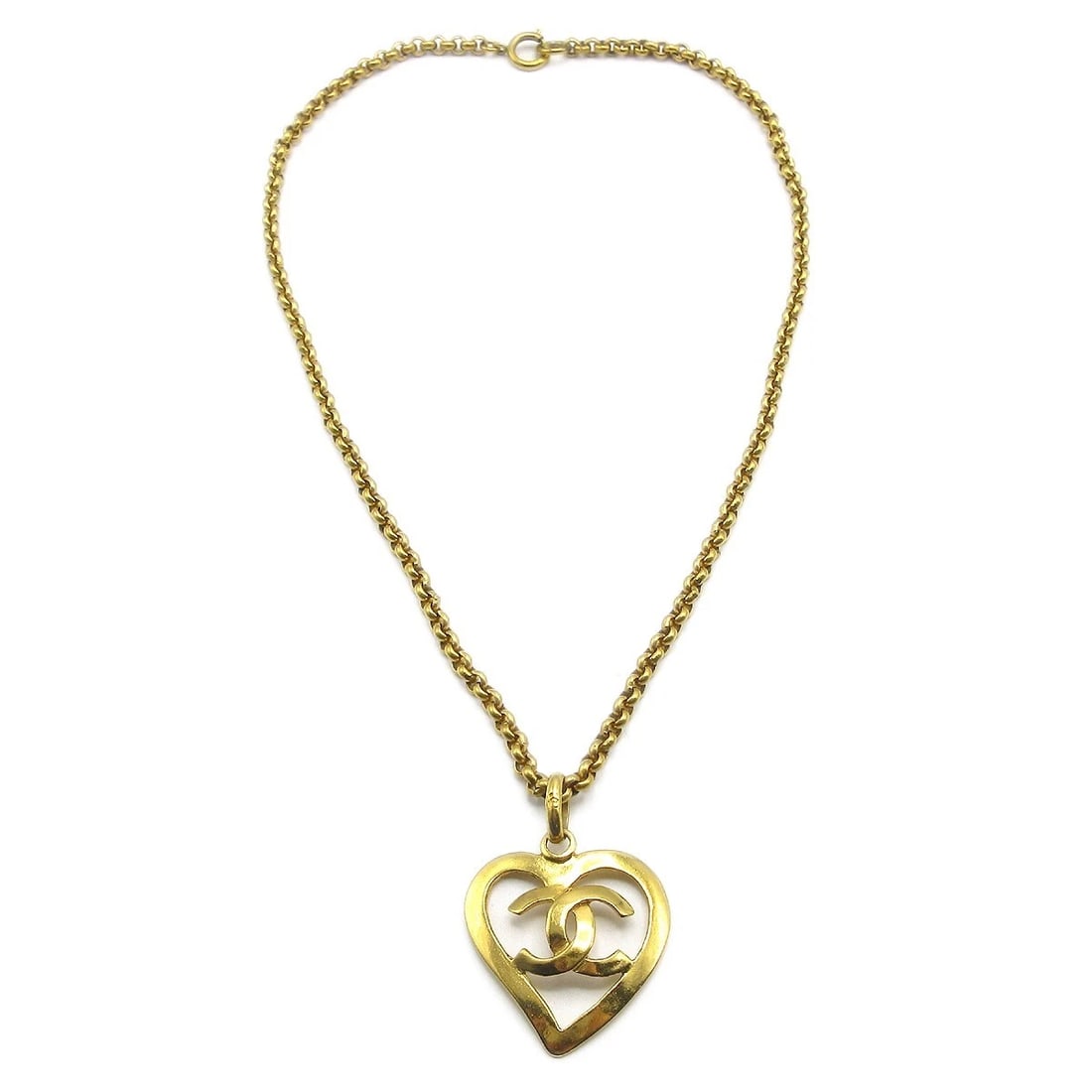 CHANEL HEART CHAIN PENDANT NECKLACE GOLD (1 of 2)