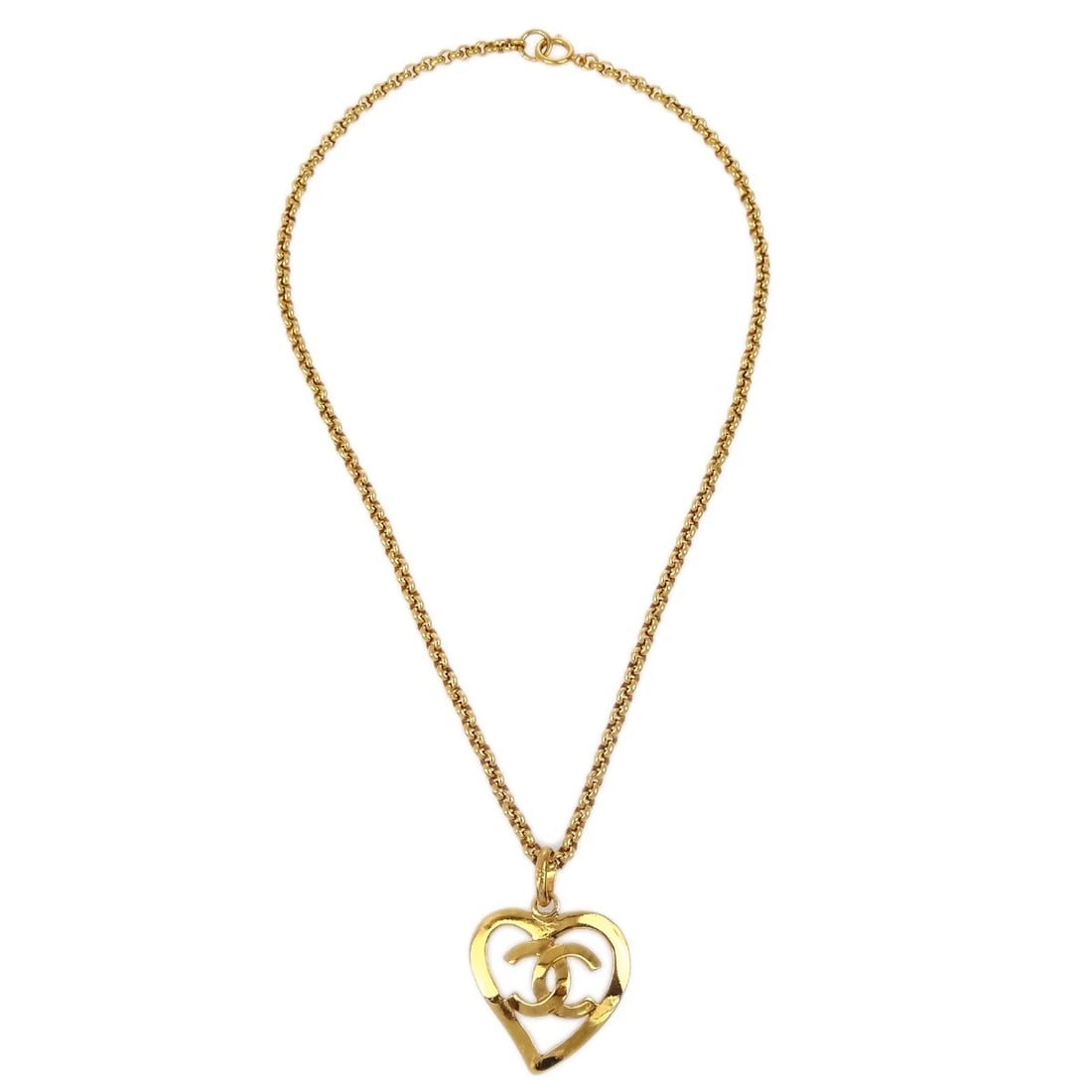 CHANEL HEART GOLD CHAIN PENDANT NECKLACE (1 of 2)