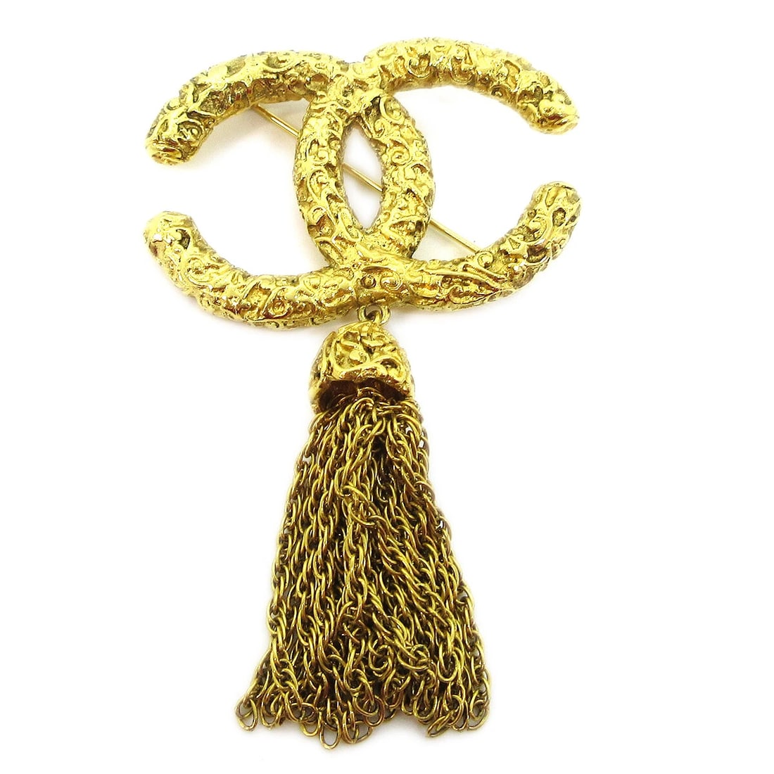CHANEL FRINGE BROOCH PIN GOLD (1 of 2)