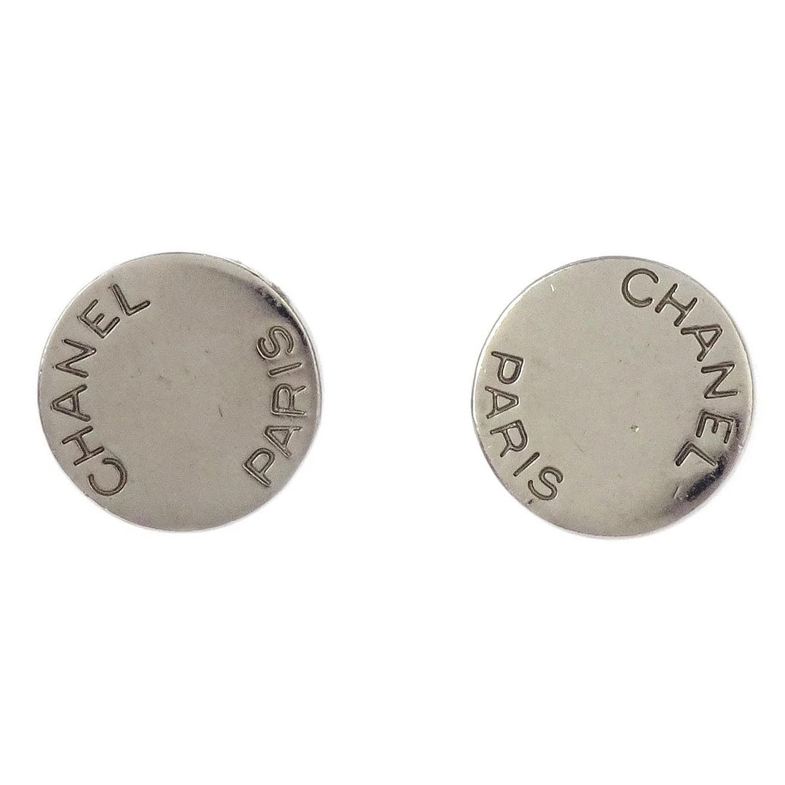 CHANEL BUTTON PIERCED EARRINGS SILVER (1 of 3)