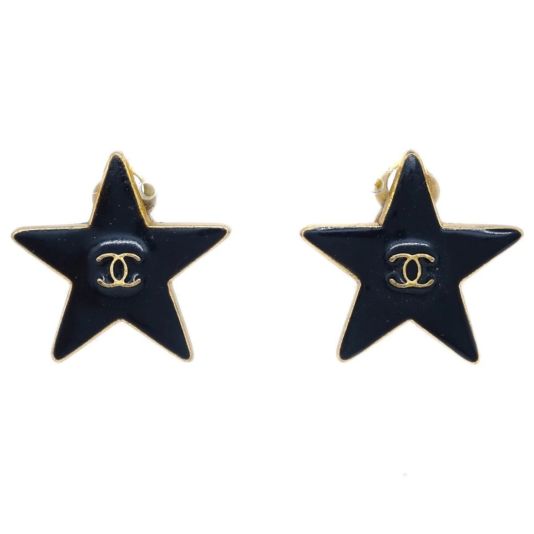 CHANEL STAR EARRINGS CLIP-ON BLACK (1 of 2)