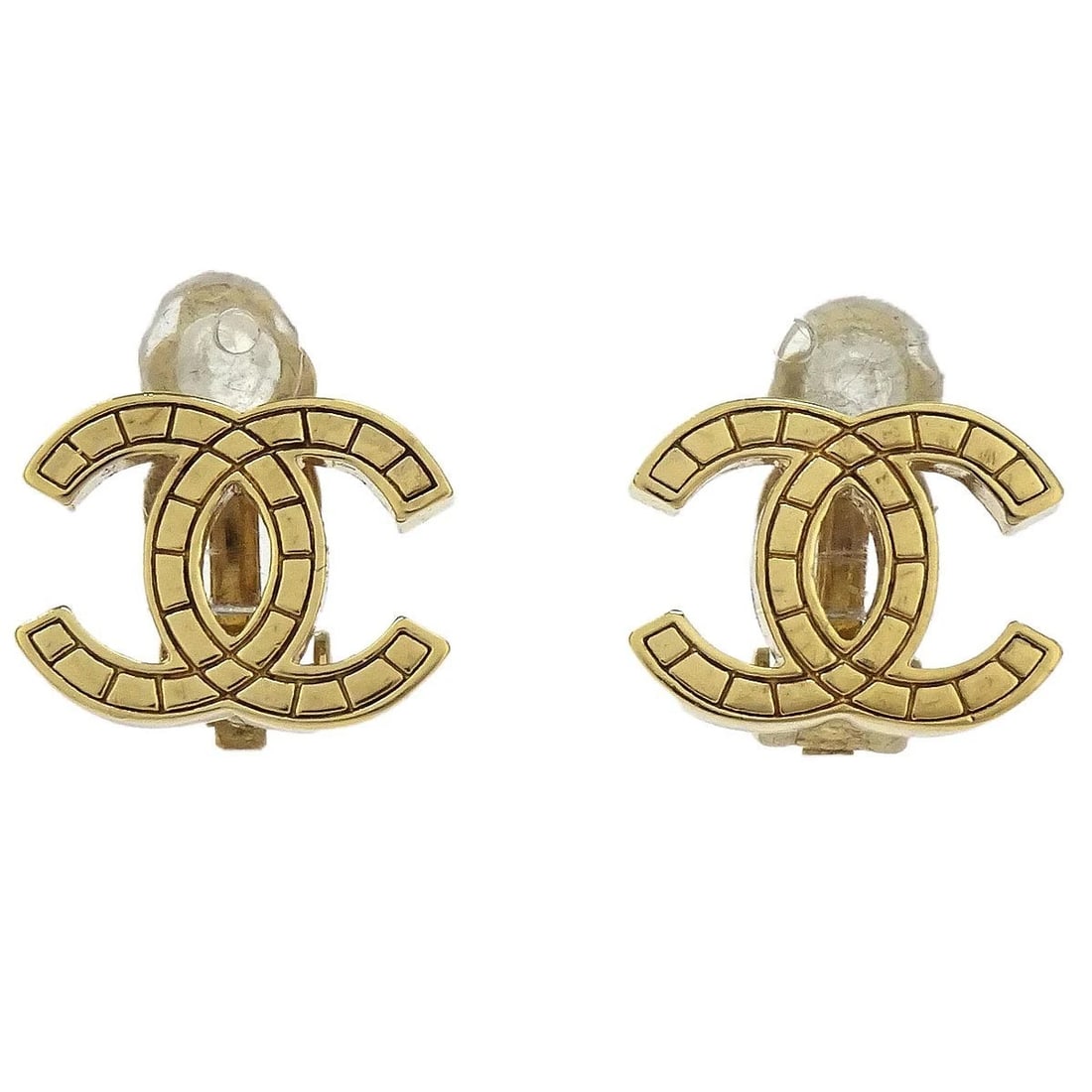 CHANEL GOLD CC CLIP-ON EARRINGS (1 of 3)