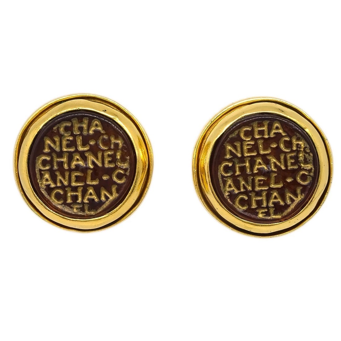 CHANEL BUTTON EARRINGS CLIP-ON GOLD (1 of 2)