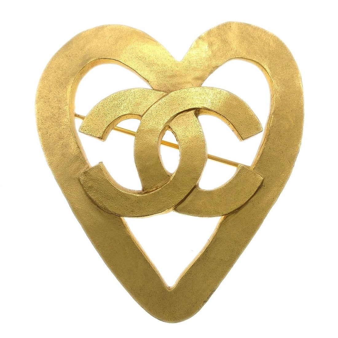 CHANEL HEART BROOCH GOLD: Chanel Heart Brooch Gold Brand: CHANEL Type/Style: Brooch Material: Gold-plated, Color: Gold Size: W 4.5 x H 5.3 cm Accessories: None Accessories Notice: When purchasing pre-owned goods,