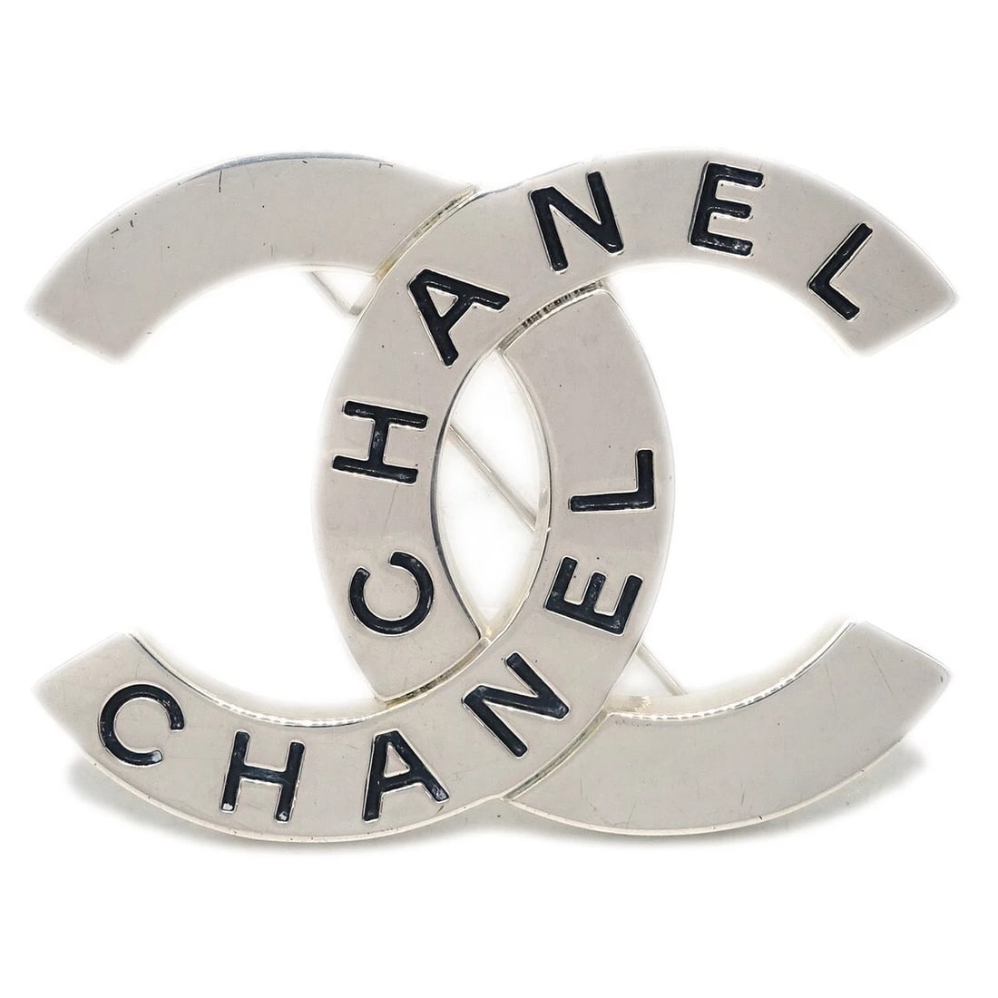 CHANEL CC BROOCH PIN SILVER (1 of 2)
