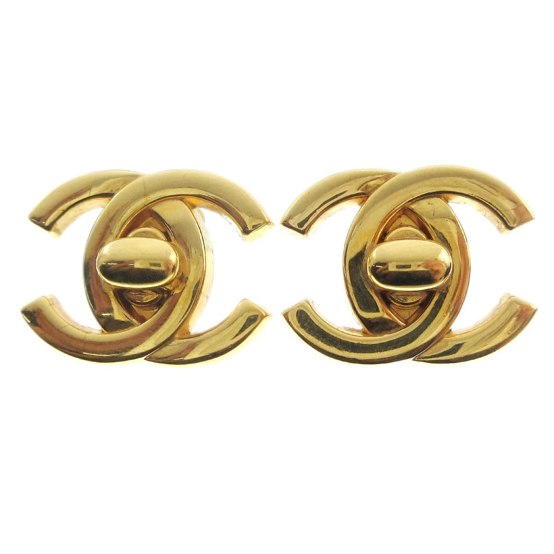 CHANEL CC TURNLOCK EARRINGS CLIP-ON GOLD (1 of 3)