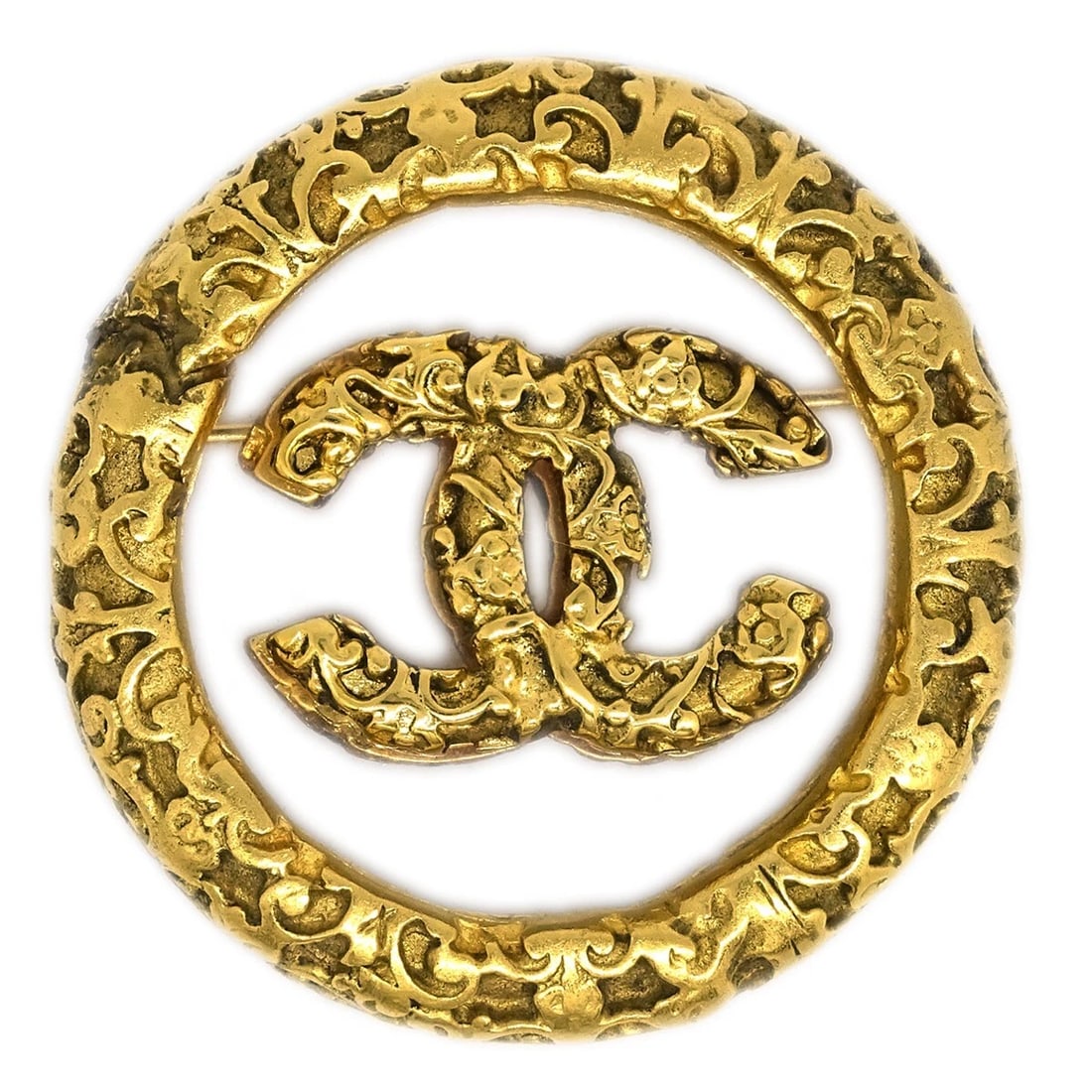 CHANEL MEDALLION BROOCH PIN GOLD (1 of 3)