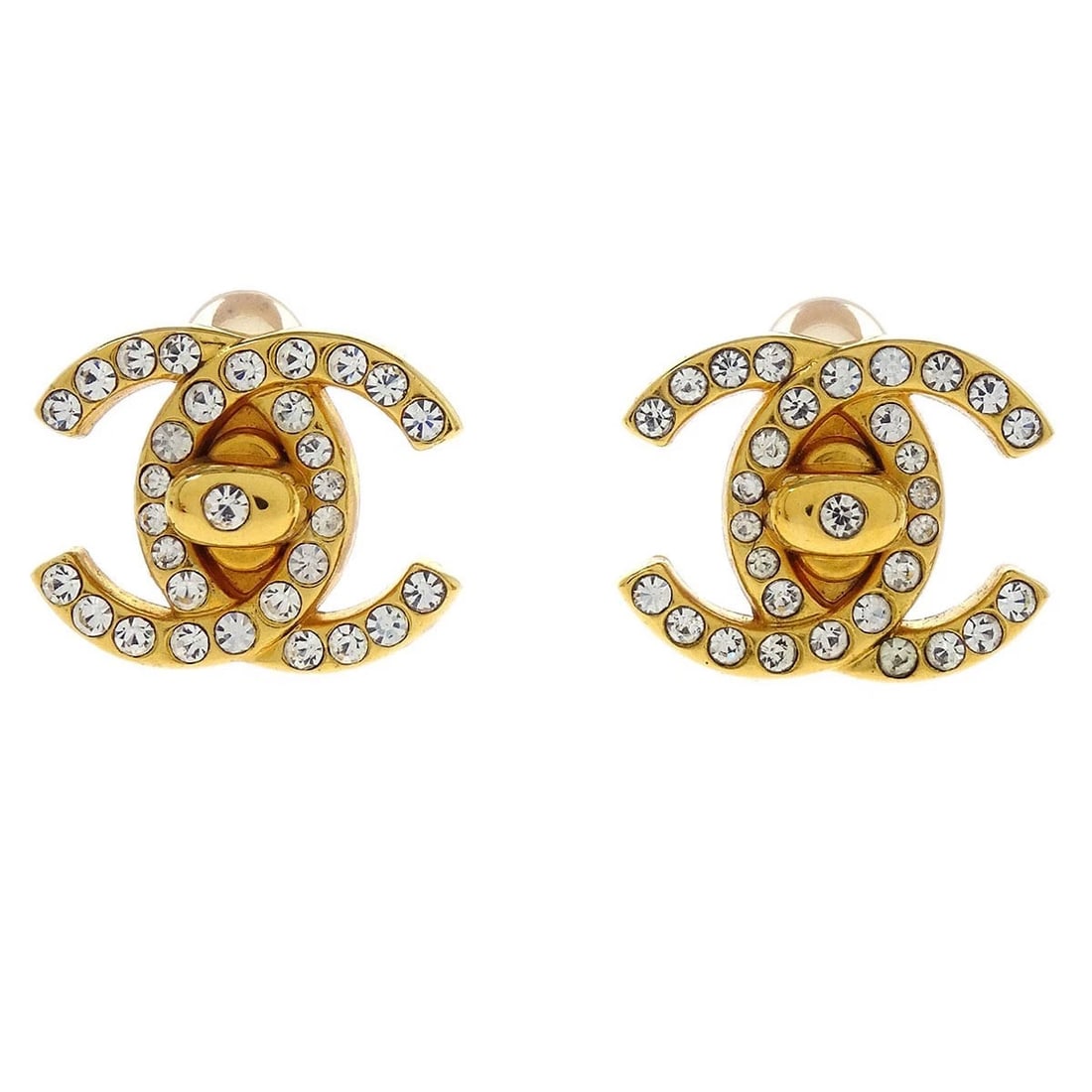 CHANEL CC TURNLOCK EARRINGS CLIP-ON GOLD (1 of 3)