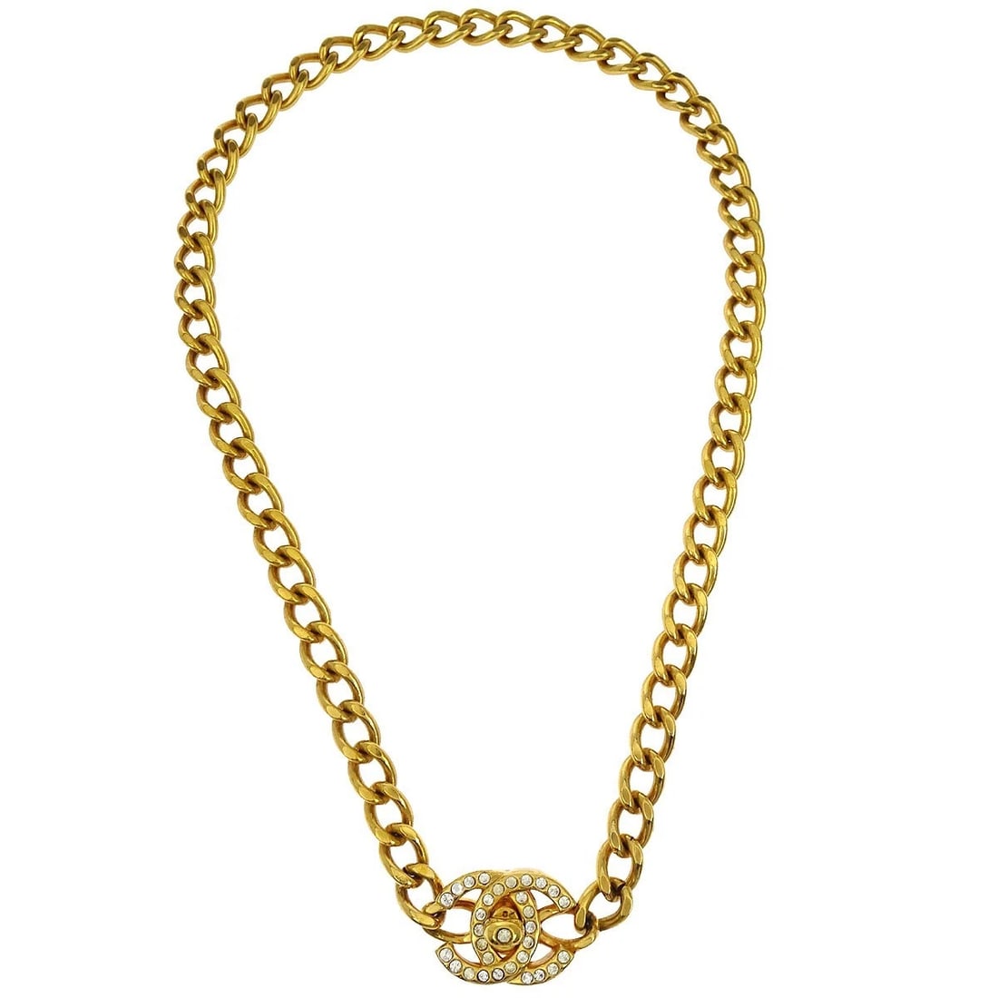 CHANEL TURNLOCK CHARM GOLD CHAIN NECKLACE (1 of 3)