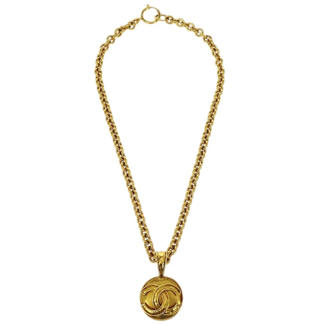 CHANEL MEDALLION GOLD CHAIN PENDANT NECKLACE (1 of 3)