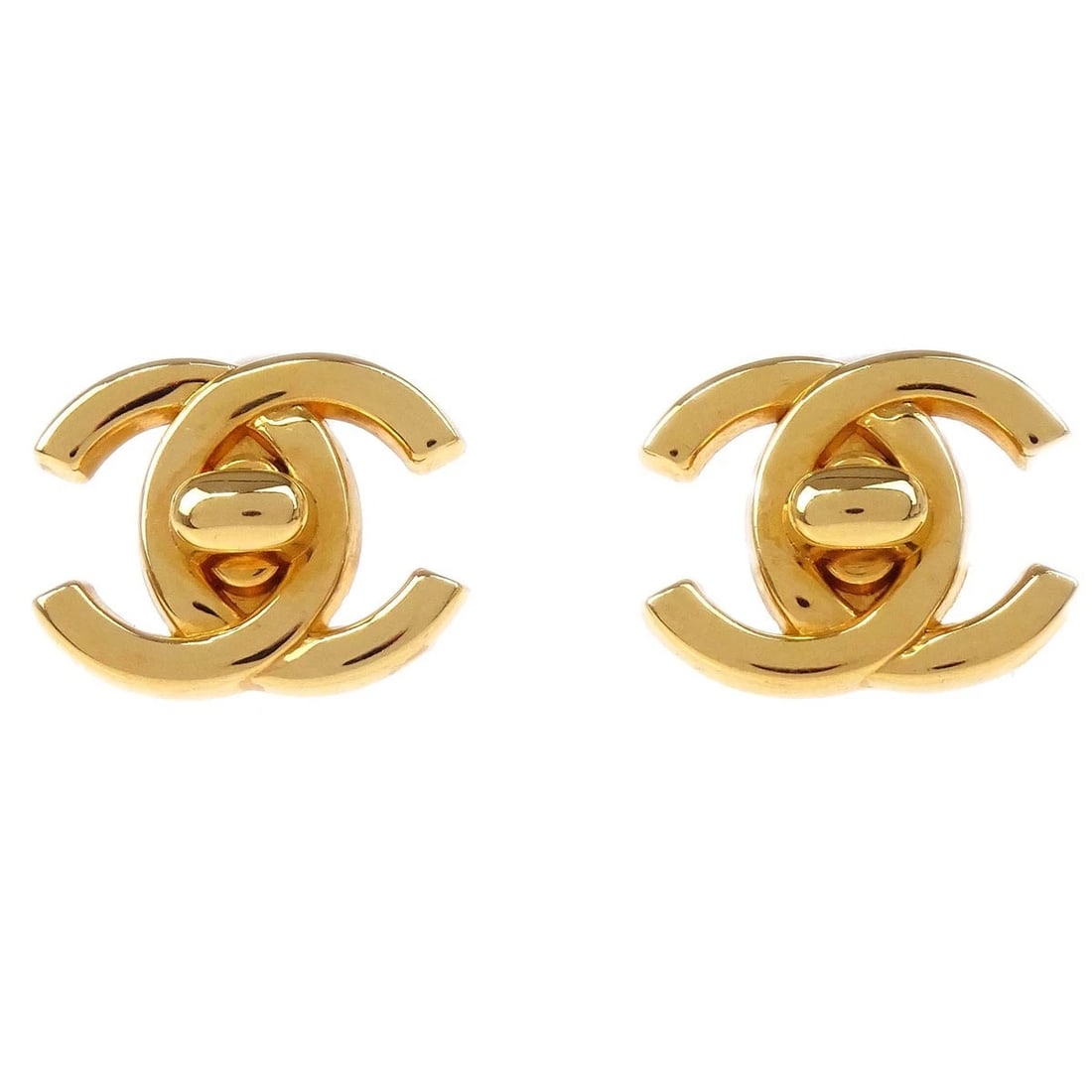 CHANEL CC TURNLOCK EARRINGS CLIP-ON GOLD (1 of 2)
