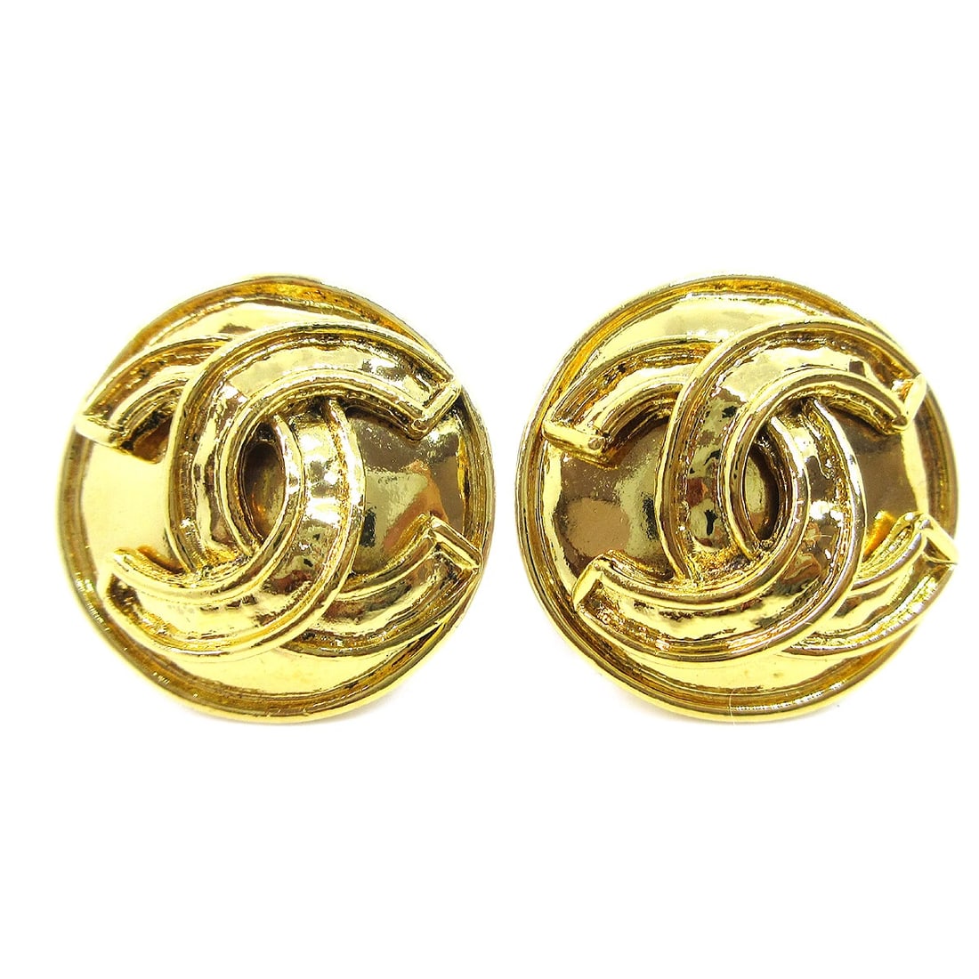 CHANEL BUTTON EARRINGS CLIP-ON GOLD (1 of 2)