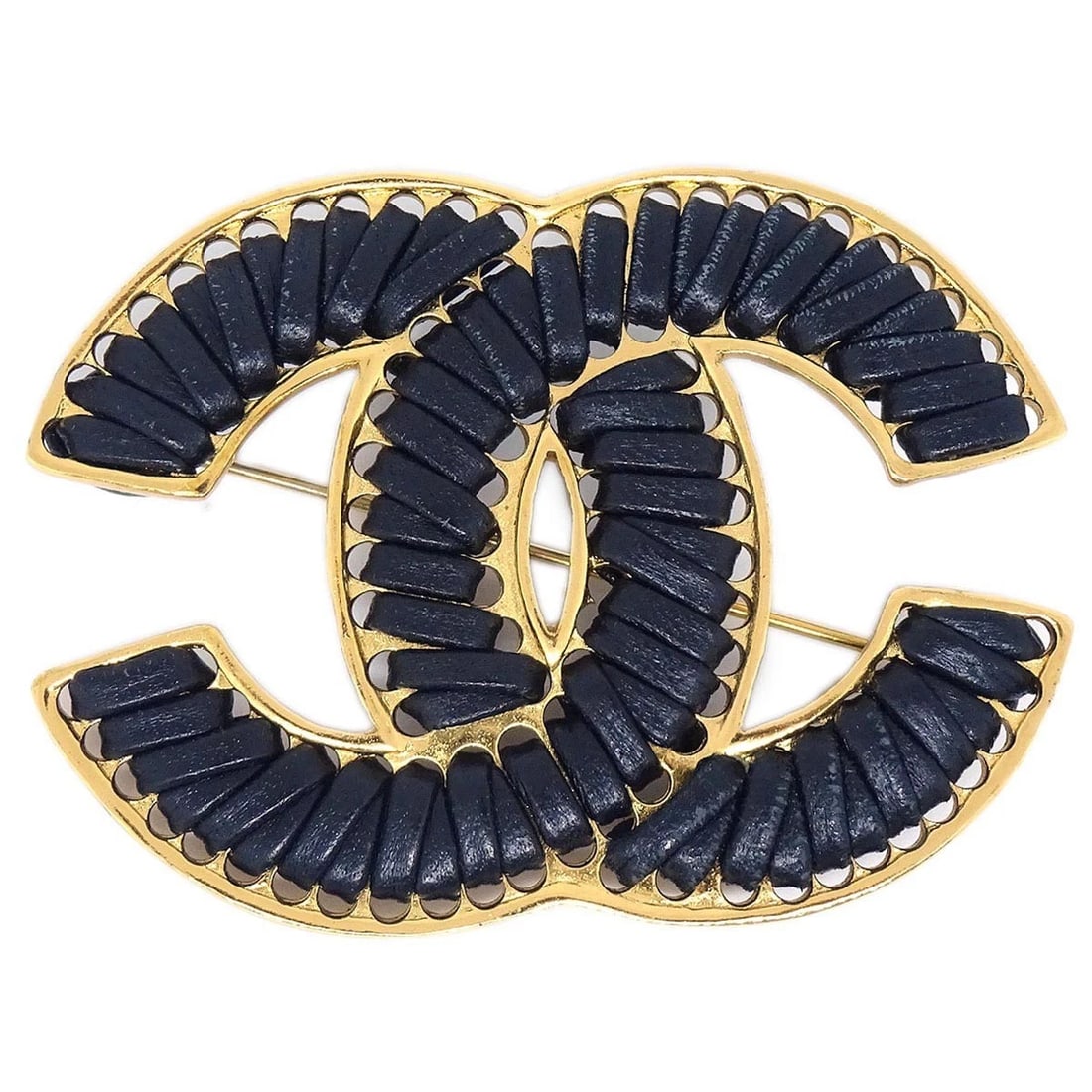 CHANEL CC BROOCH PIN BLACK (1 of 3)