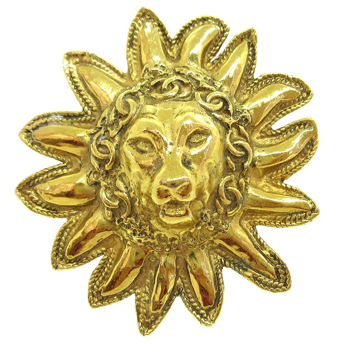 CHANEL LION BROOCH PIN GOLD (1 of 4)