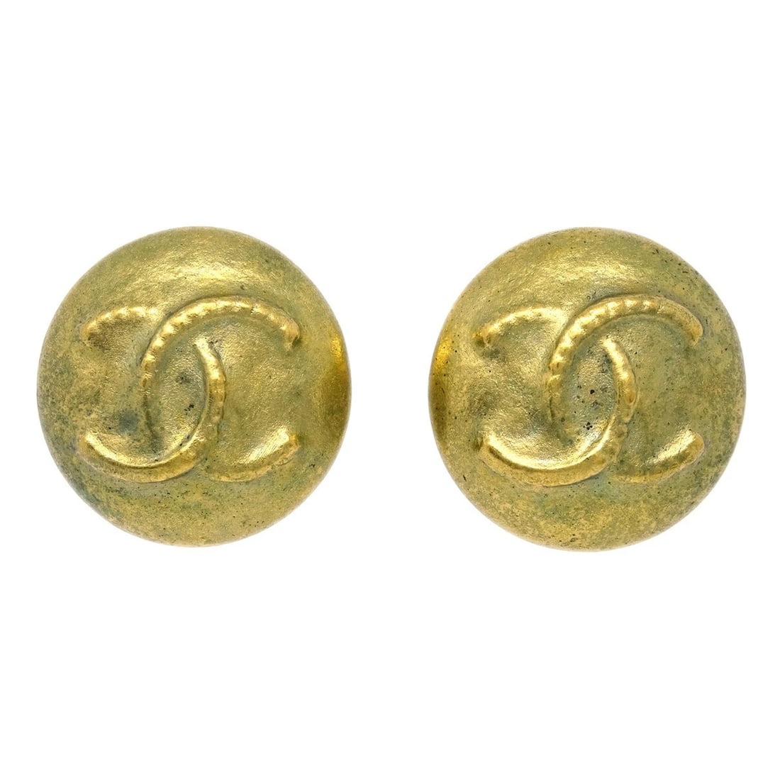 CHANEL BUTTON EARRINGS CLIP-ON GOLD (1 of 2)
