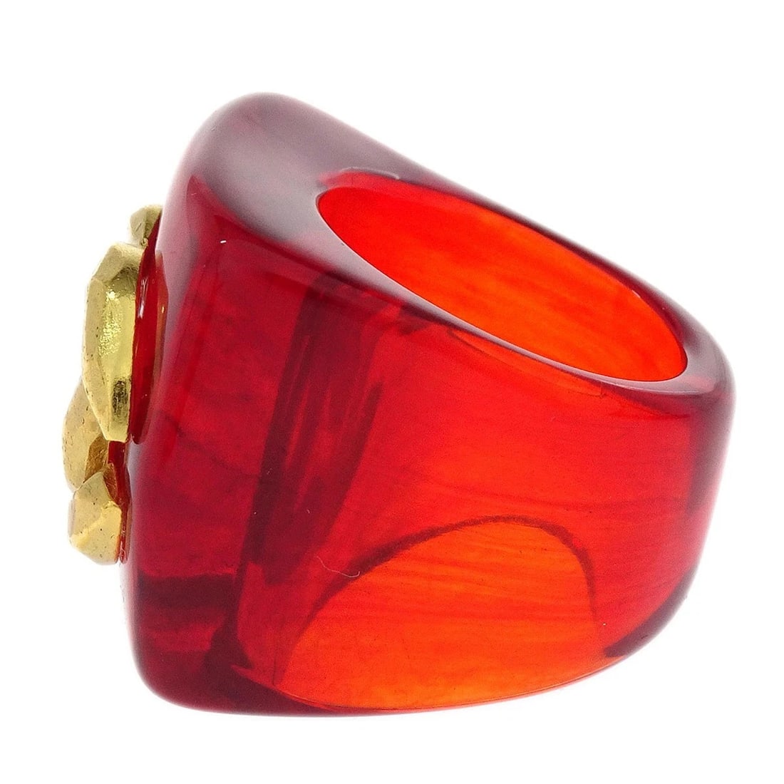 CHANEL RING RED ACRYLIC - 2