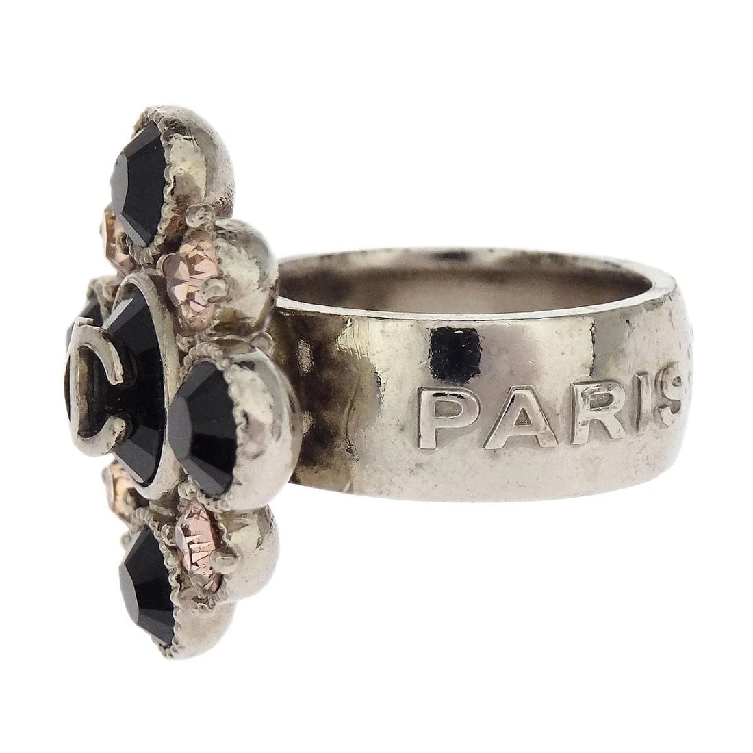 CHANEL CC RING RHINESTONE SILVER - 3