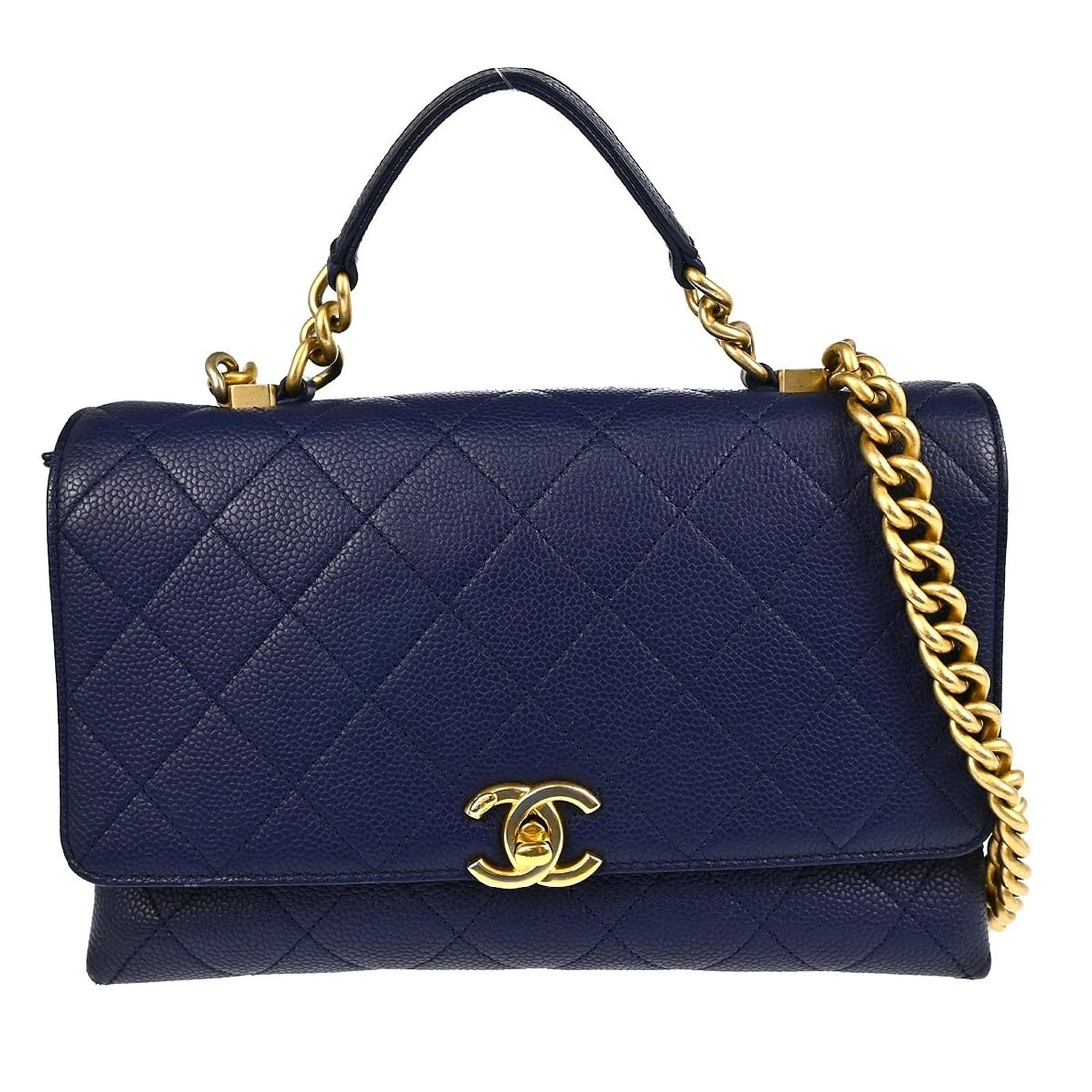CHANEL BLUE CALFSKIN 2WAY HANDBAG (1 of 4)