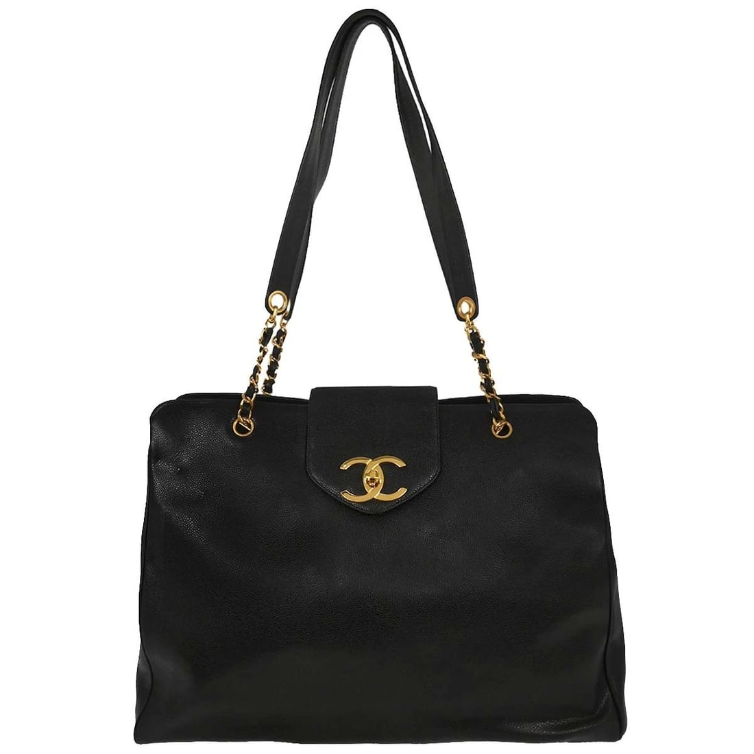 CHANEL BLACK CALFSKIN SUPERMODEL TOTE SHOULDER BAG (1 of 9)