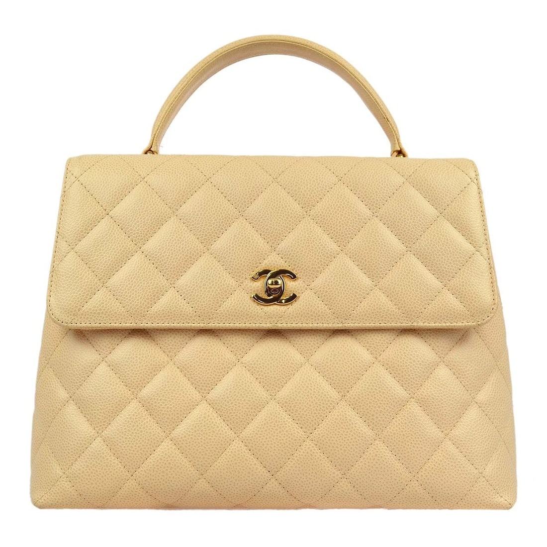 CHANEL BEIGE CALFSKIN TOP HANDLE HANDBAG (1 of 7)