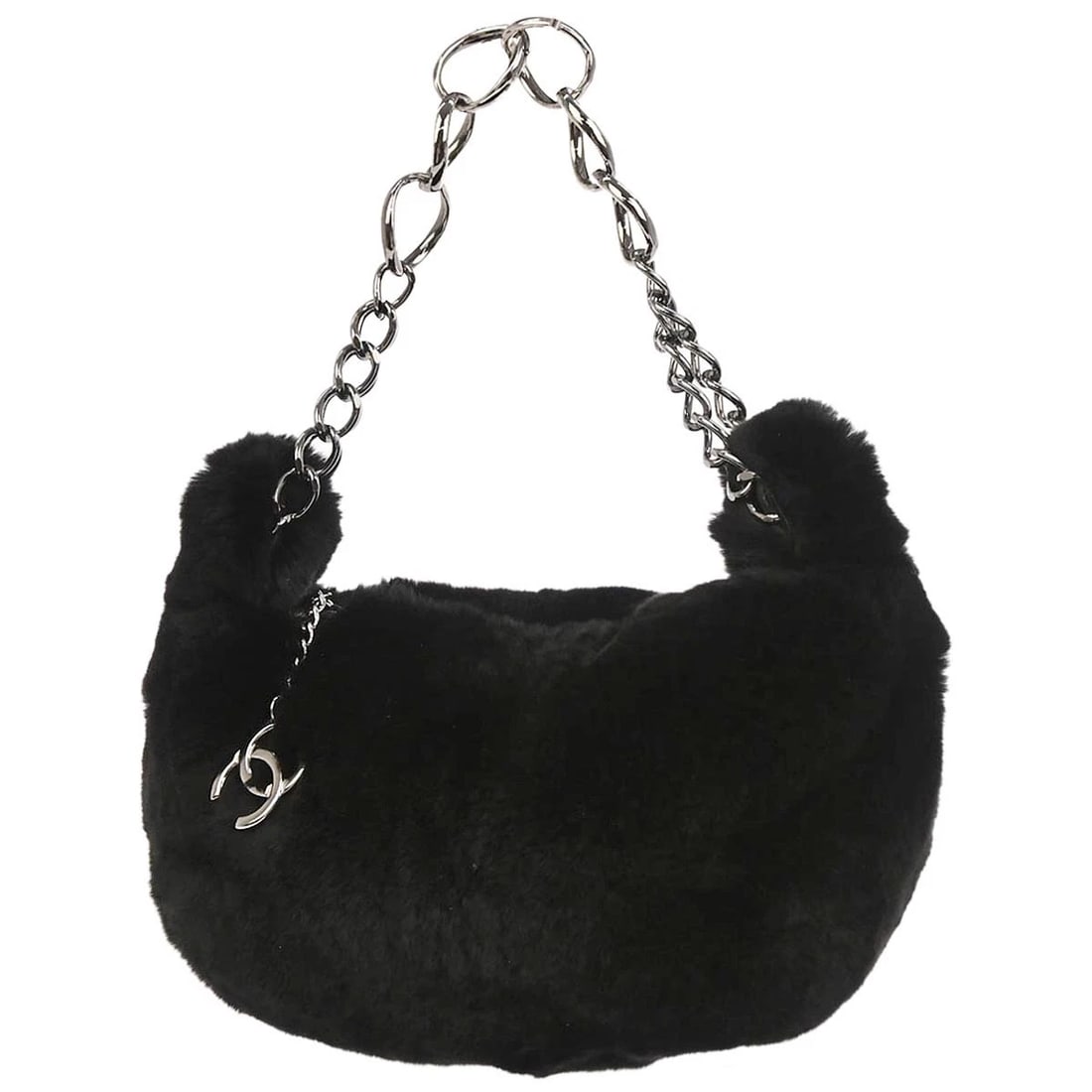 CHANEL BLACK LAPIN FUR HANDBAG (1 of 7)