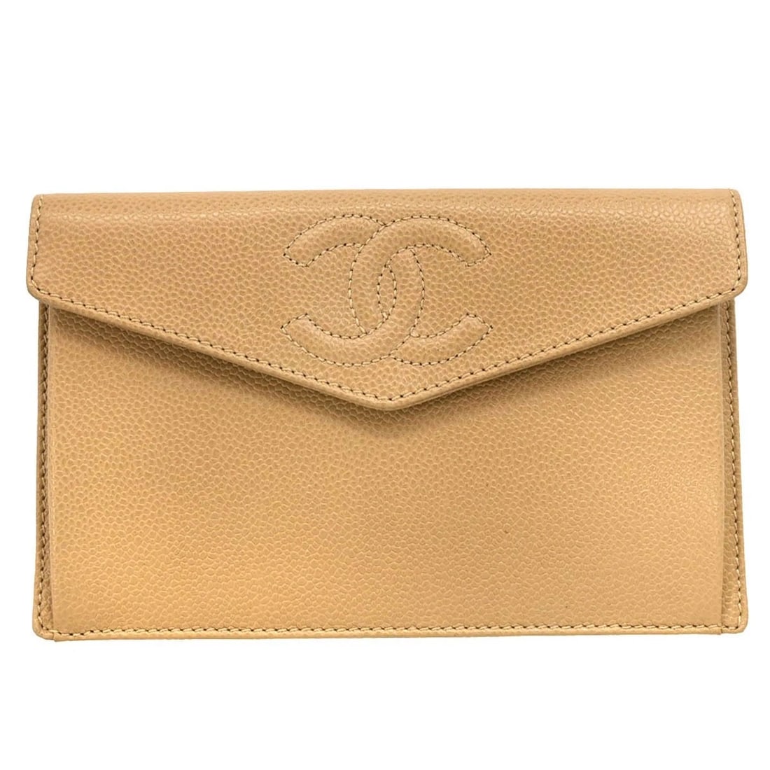CHANEL BEIGE CALFSKIN WALLET PURSE (1 of 3)