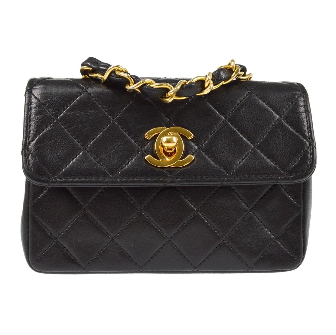 CHANEL BLACK LAMBSKIN STRAIGHT FLAP SHOULDER BAG: Chanel Black Lambskin Straight Flap Shoulder Bag Brand: CHANEL Type/Style: Shoulder Bag Material: Lambskin Leather Color: Black Size: W 5.5 x H 3.9 x D 1.6 " Strap Drop. 17.7 " Accessories: None