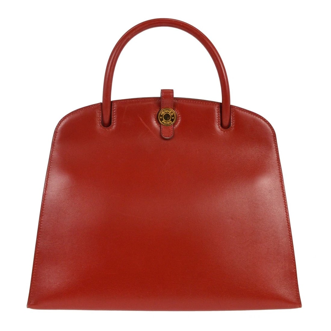 HERMES RED BOX CALF DALVY 30 MM HANDBAG (1 of 4)