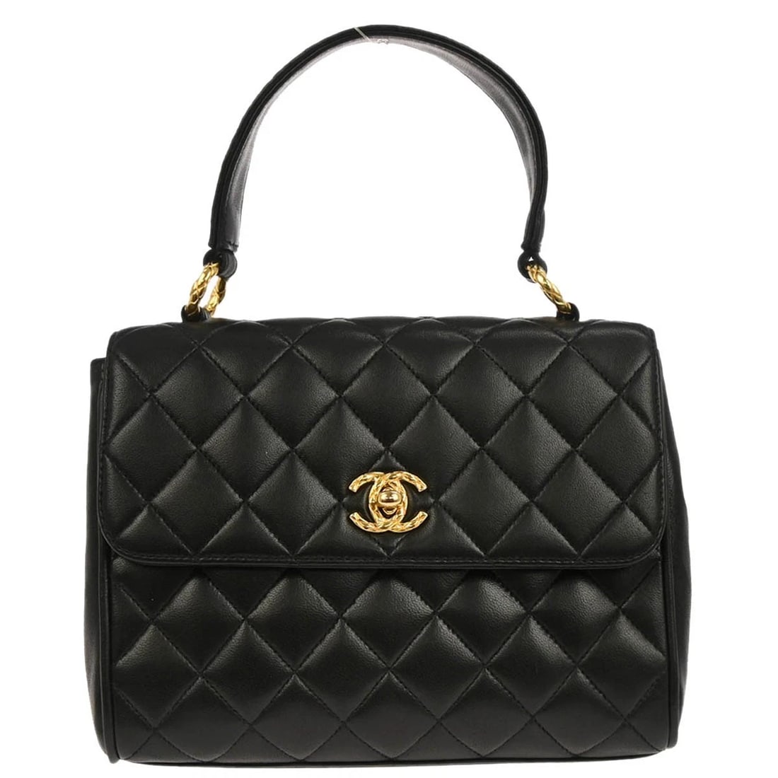 CHANEL BLACK LAMBSKIN TOP HANDLE HANDBAG (1 of 7)